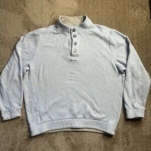Tommy Bahama 1/4 Snap Cotton Mock Neck Pullover Sweater Mens Sky Light Blue